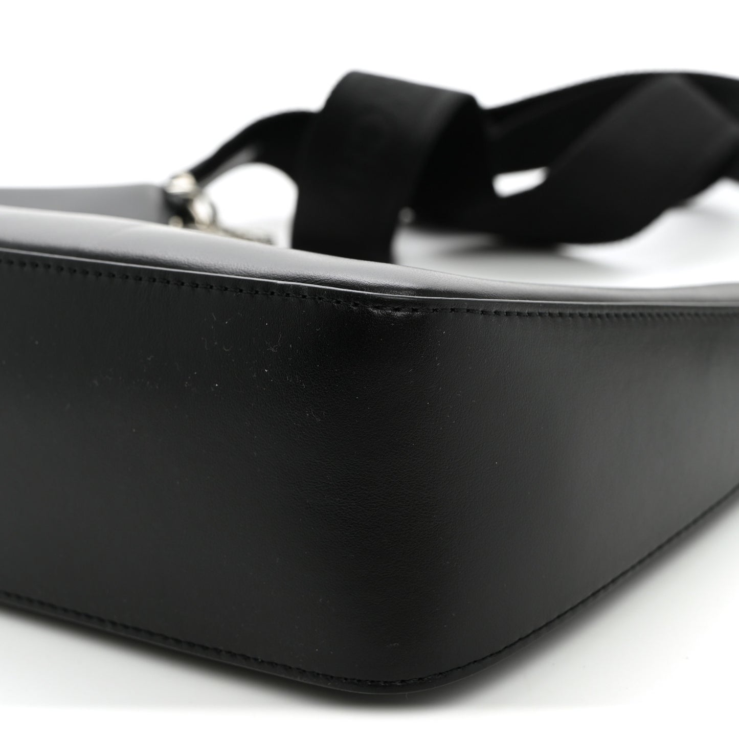 Smooth Calfskin Small Moon Cut Out Shoulder Bag Black