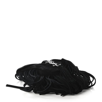 Saint Laurent Suede Fringe Toy Monogram Anita Crossbody Bag Black 4 of 10