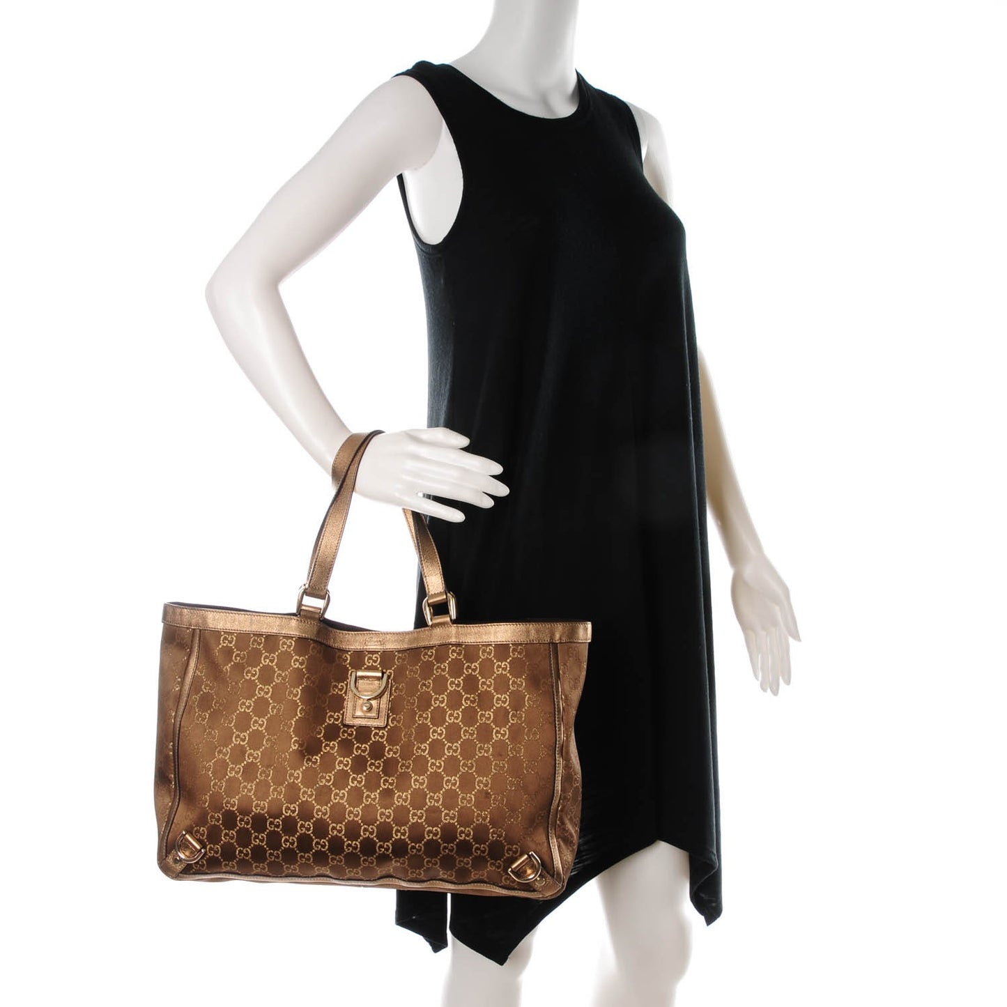 Satin Monogram Large Abbey Tote Metallic Bronze