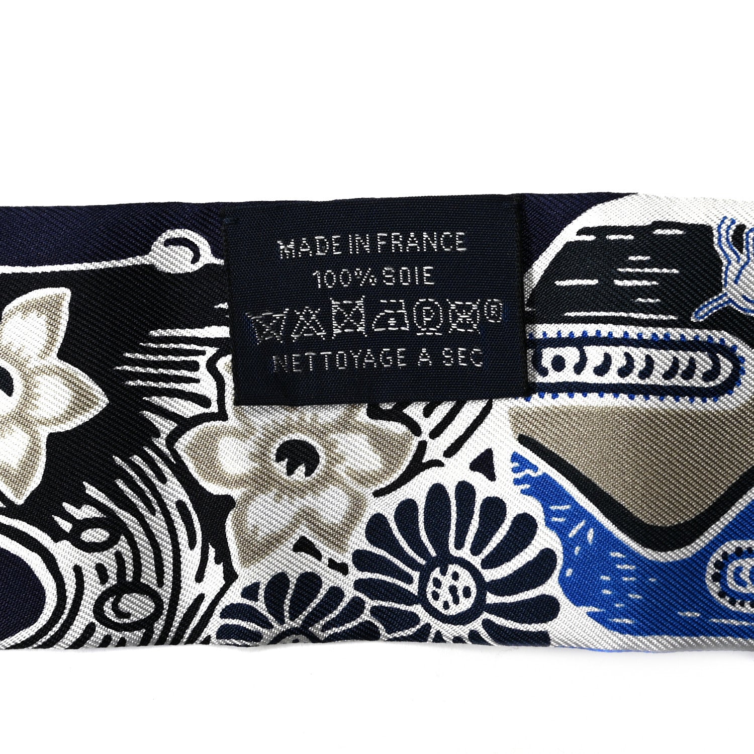 Hermes Silk Bingata Twilly Marine Tabac White 4 of 4