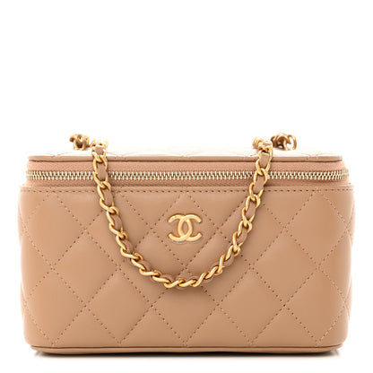 Chanel Lambskin Quilted Pearl Crush Small Vanity Case With Chain Beige 1 of 11