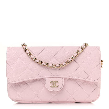 Chanel Caviar Quilted Flap Phone Holder With Chain Light Pink 1 of 13