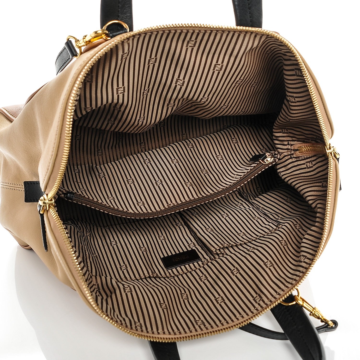 Fendi Calfskin Large Chameleon Tote Cognac Camel Black 6 of 7