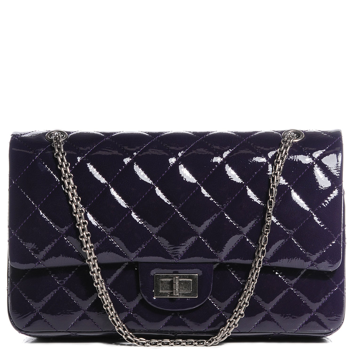 Chanel Distressed Patent 2.55 Reissue Flap 227 Prune 1 of 7