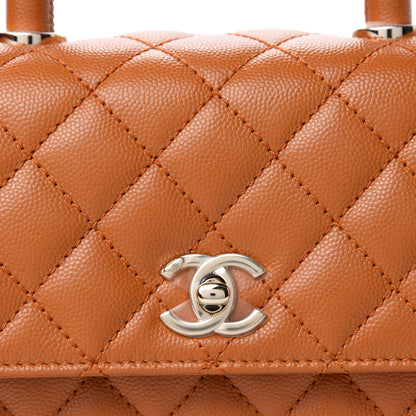 Chanel Caviar Quilted Mini Coco Handle Flap Light Brown 10 of 11