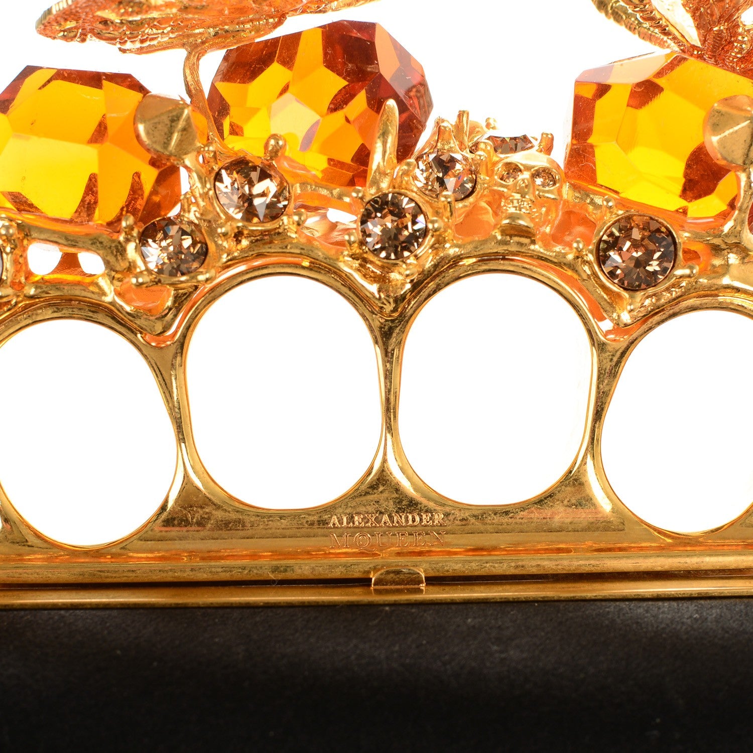 Alexander McQueen Satin Butterfly Knuckle Duster Box Clutch Black 8 of 8