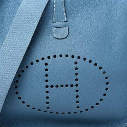 Hermes Taurillon Clemence Evelyne II GM Blue Jean 9 of 9