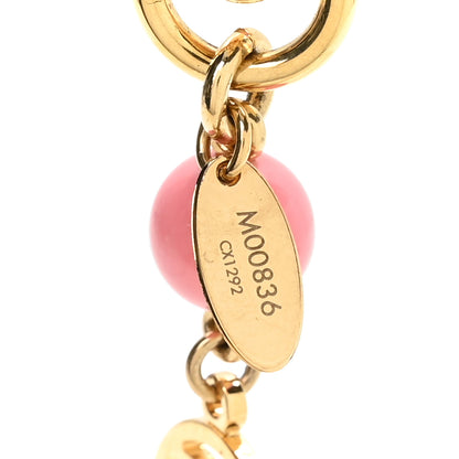 Louis Vuitton Resin Wood Vivienne Bag Charm Fuchsia Ecru White Caramel 4 of 4