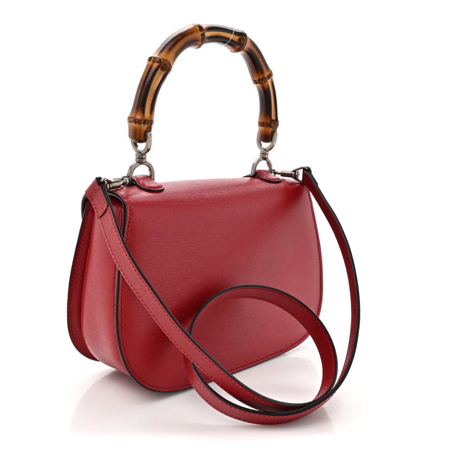 GUCCI レザーバッグ Gucci Shangai Calfskin Small Classic Bamboo Top Handle Bag