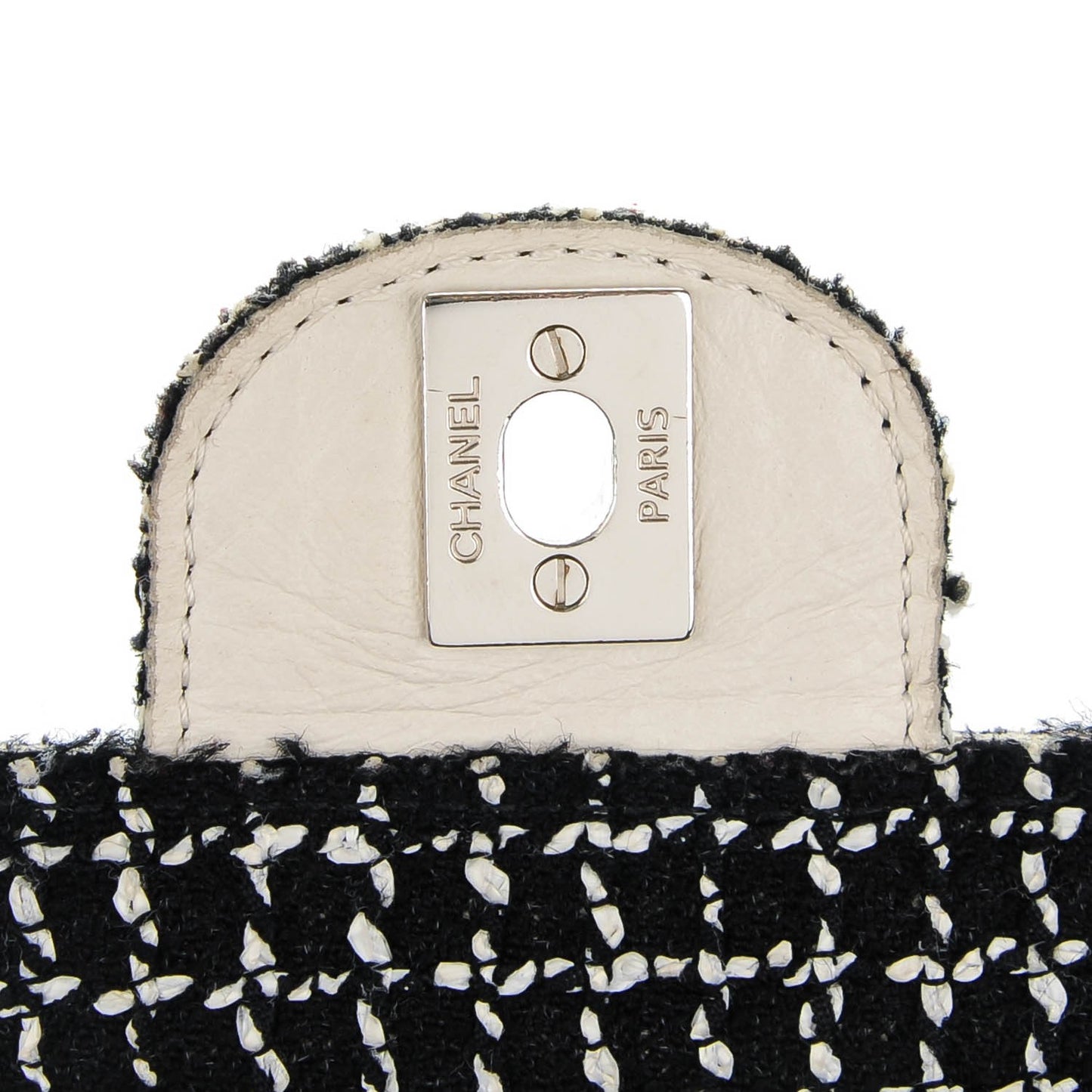 Tweed Medium Single Flap Black White