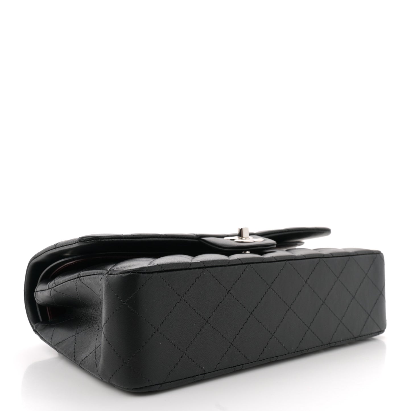Lambskin Quilted Medium Double Flap Black