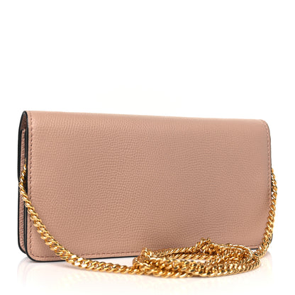 Valentino Garavani Grainy Calfskin Vlogo Wallet On Chain Rose Cannelle 3 of 8
