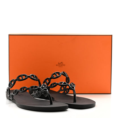 Hermes Rubber Chaine d'Ancre Island Sandals 38 Black 9 of 9