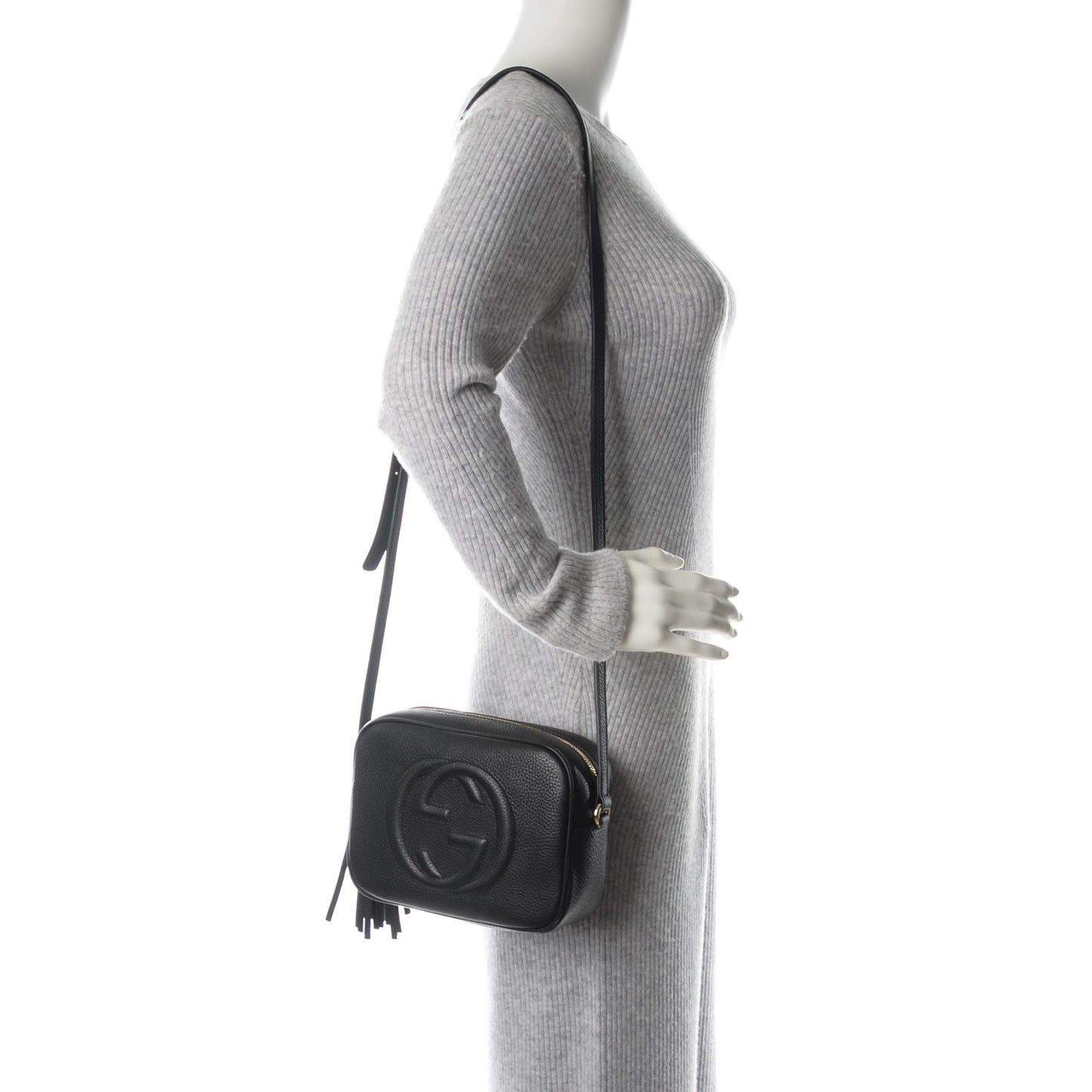 Pebbled Calfskin Small Soho Disco Bag Black
