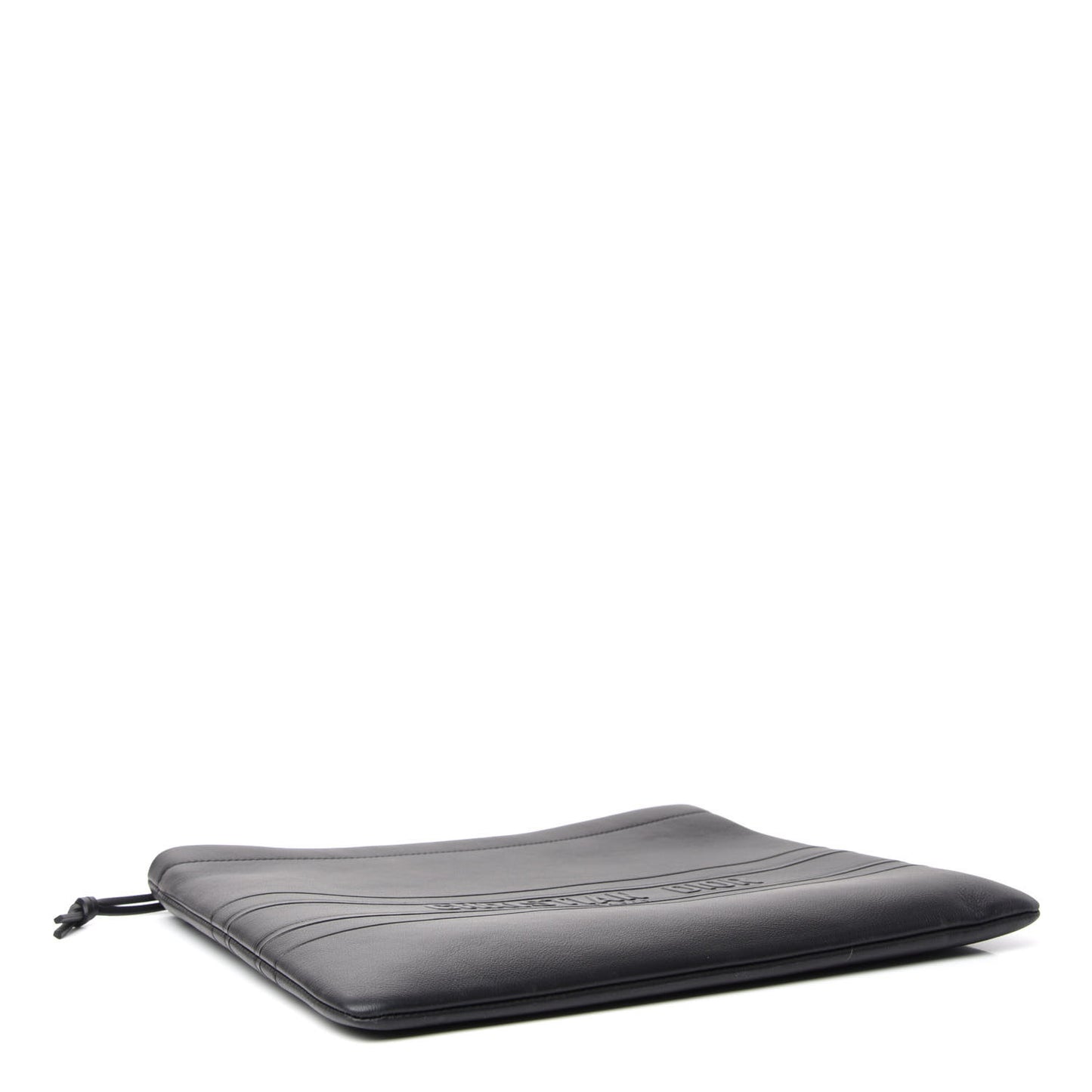Calfskin Embossed Logo Zip Clutch Black