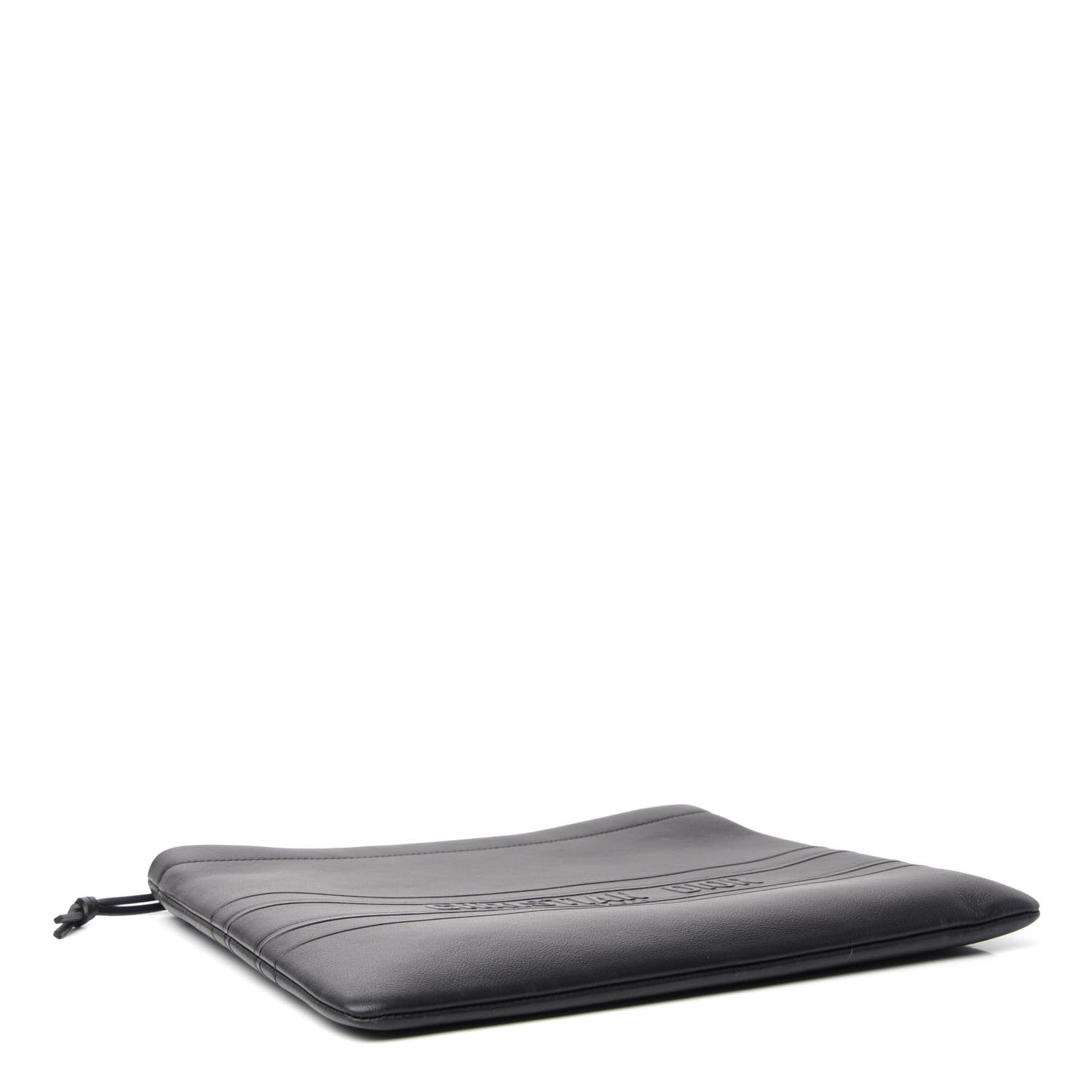 Christian Dior Calfskin Embossed Logo Zip Clutch Black 4 of 7