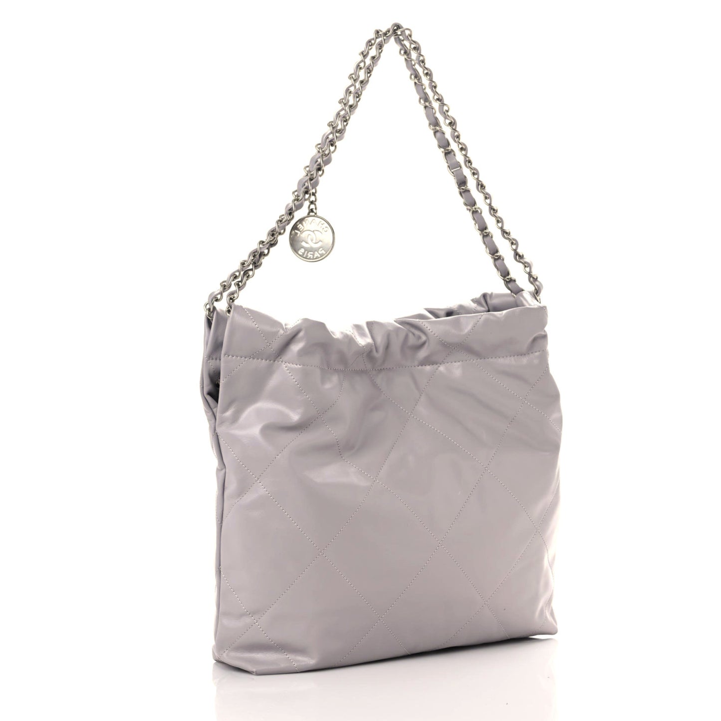 Shiny Calfskin Quilted Small Chanel 22 Grey