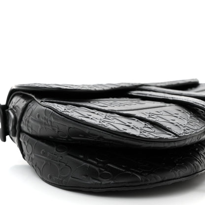 Christian Dior Calfskin Embossed Oblique Saddle Bag Black 9 of 10