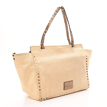 Valentino Garavani Raffia Medium Rockstud Tote Natural 2 of 11