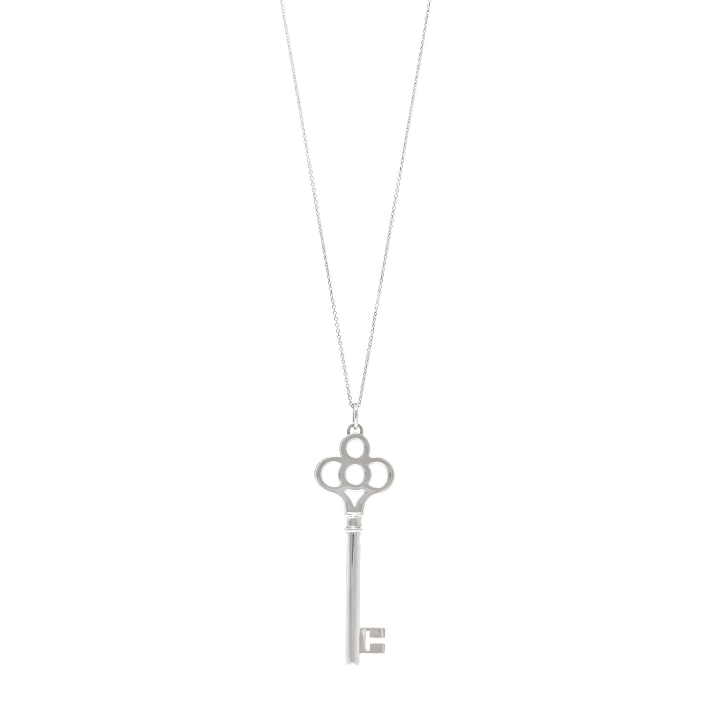 Sterling Silver Large Crown Key Pendant Necklace