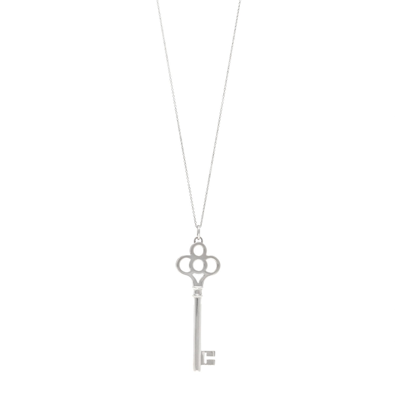 Tiffany Sterling Silver Large Crown Key Pendant Necklace 1 of 4