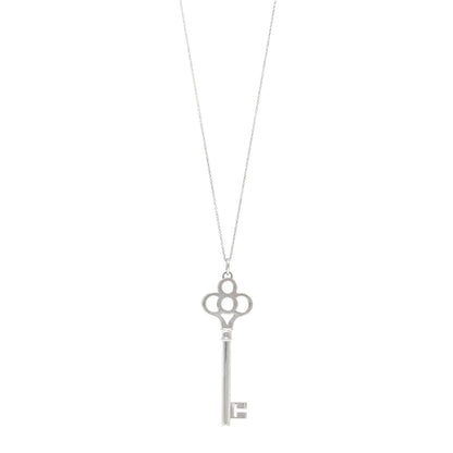 Tiffany Sterling Silver Large Crown Key Pendant Necklace 1 of 4
