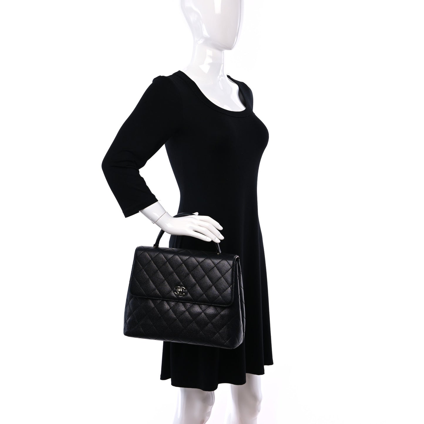 Caviar Quilted Jumbo Kelly Flap Black
