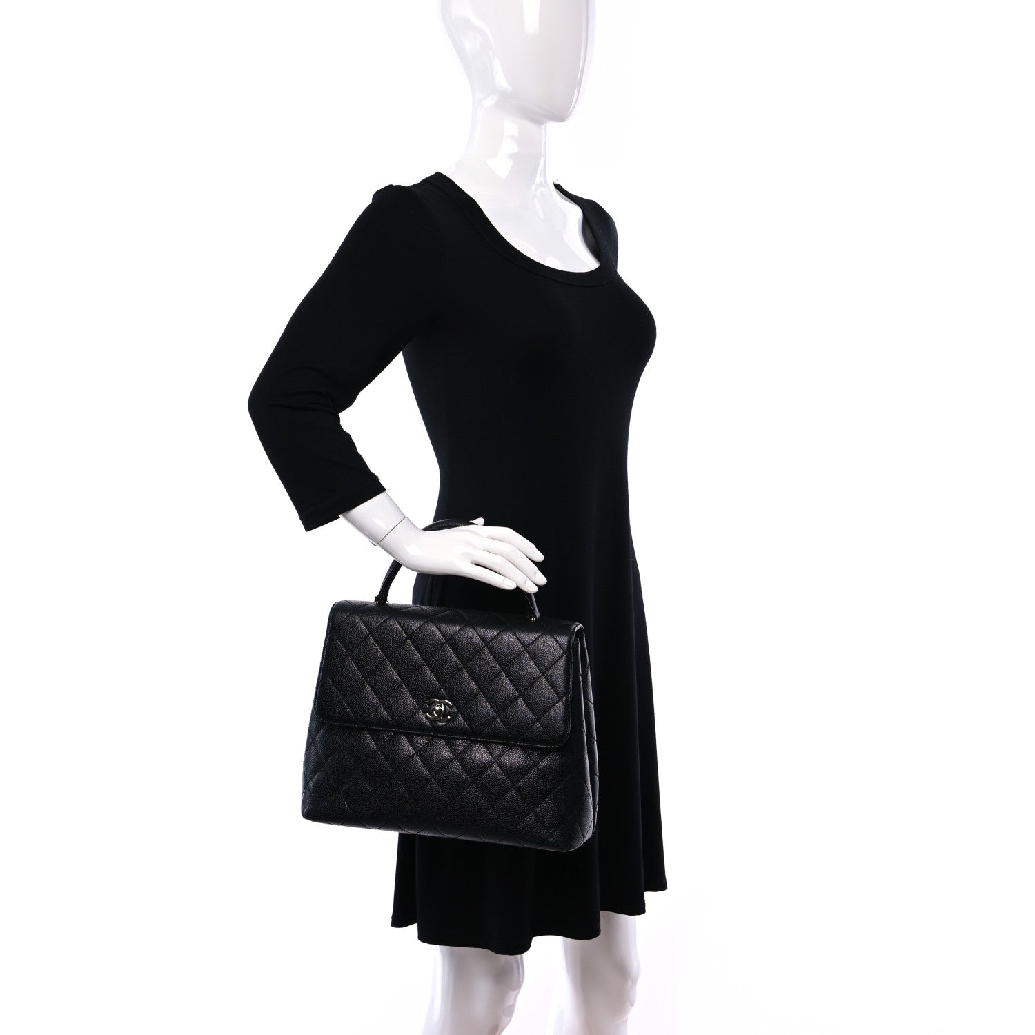 Chanel Caviar Quilted Jumbo Kelly Flap Black 2 of 13