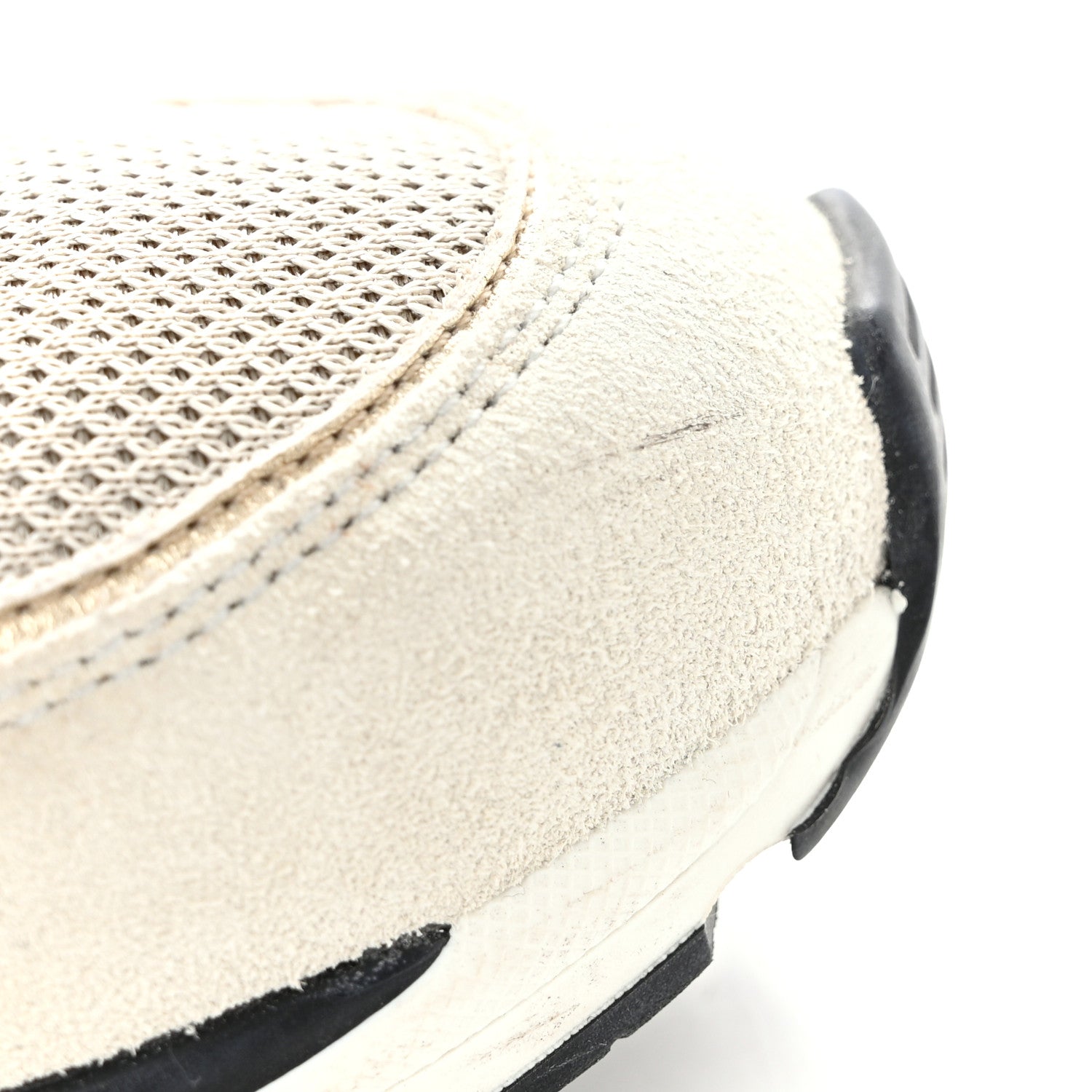 Chanel Mesh Suede Calfskin Womens CC Sneakers 36.5 White Black Beige Gold 11 of 15