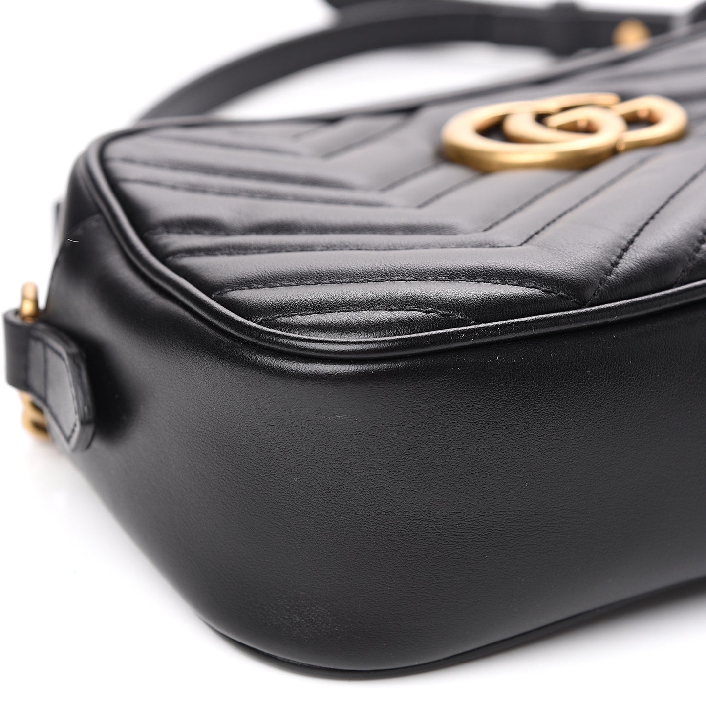 Calfskin Matelasse Small GG Marmont Chain Shoulder Bag Black