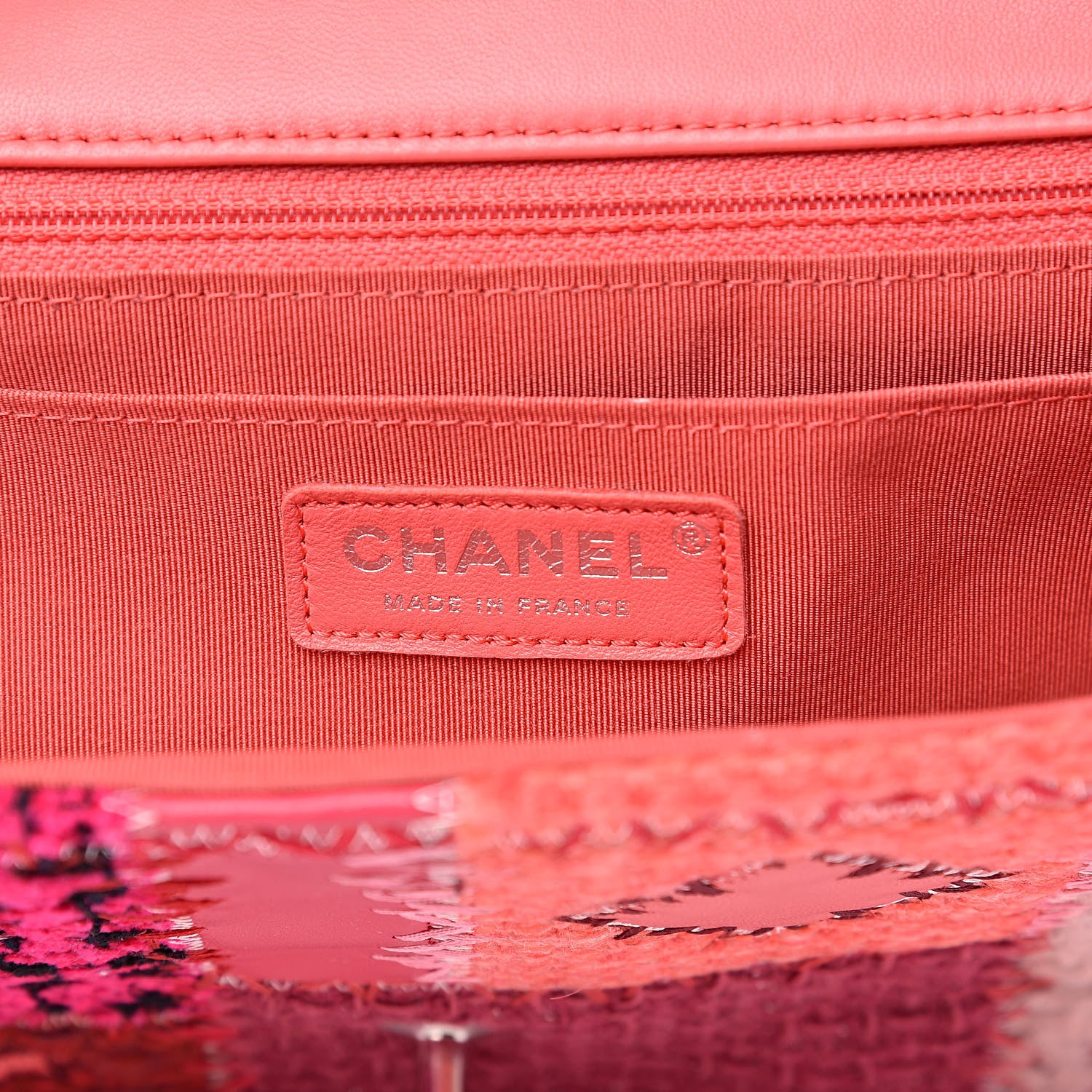 Chanel Tweed Patchwork Jumbo Single Flap Pink 6 of 12