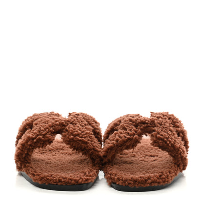 Hermes Woolskin Oran Sandals 40 Cognac 2 of 8