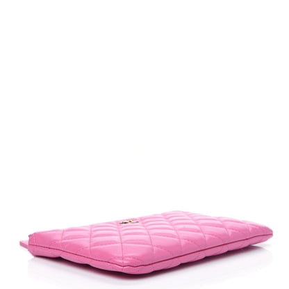 Chanel Lambskin Quilted Zipped Pouch Pink Yellow 4 of 13