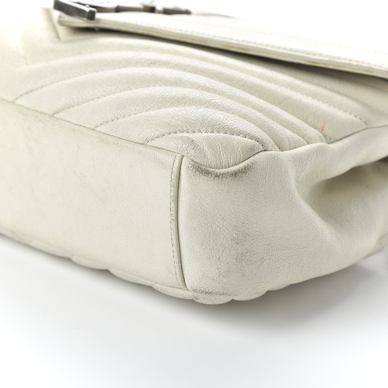 Saint Laurent Sheepskin Matelasse Chevron Monogram Medium College Bag Dove White 7 of 17