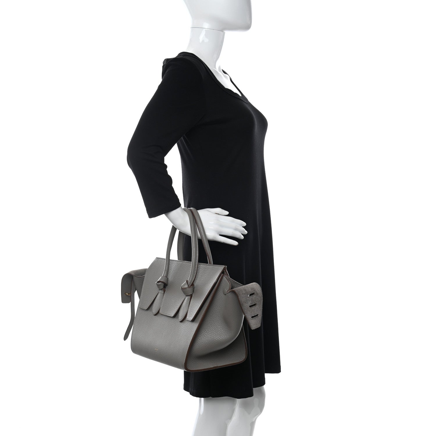 Celine Crisped Calfskin Mini Tie Knot Tote Medium Grey 2 of 14
