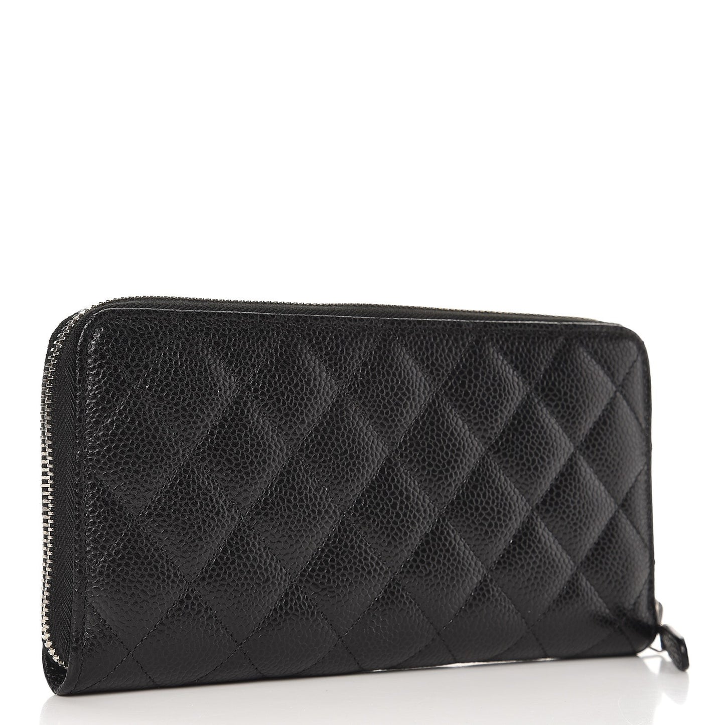 Caviar Quilted Large Gusset Zip Around Wallet Black