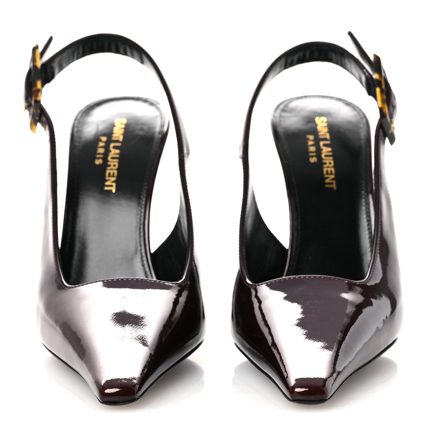 Saint Laurent Vernice Gloss Dune 110 Slingback Pumps 38 38 Marron Glace 3 of 11