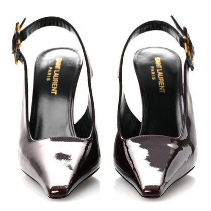Saint Laurent Vernice Gloss Dune 110 Slingback Pumps 38 38 Marron Glace 3 of 11