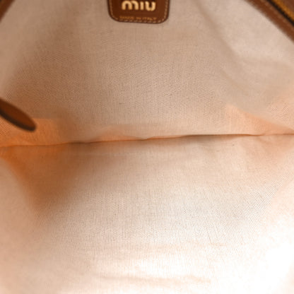 Miu Miu Canvas Calfskin Striped Ivy Beige Naturale Moro 5 of 9