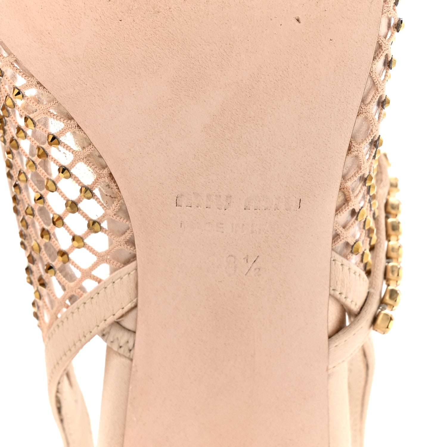Miu Miu Crystal Mesh PVC Pumps 38.5 Beige 7 of 8