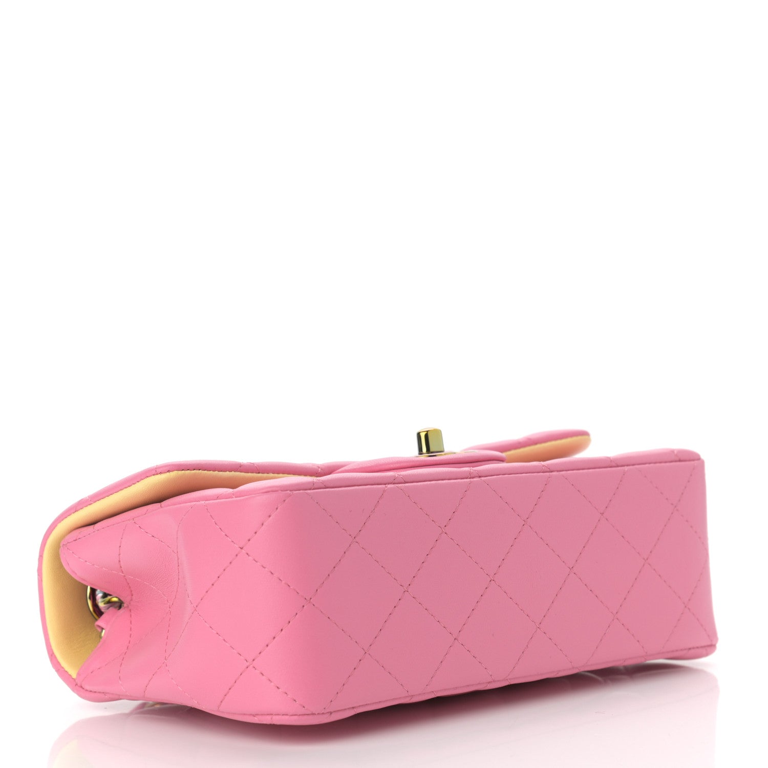 Chanel Lambskin Quilted Mini Rectangular Flap Pink Yellow 4 of 11