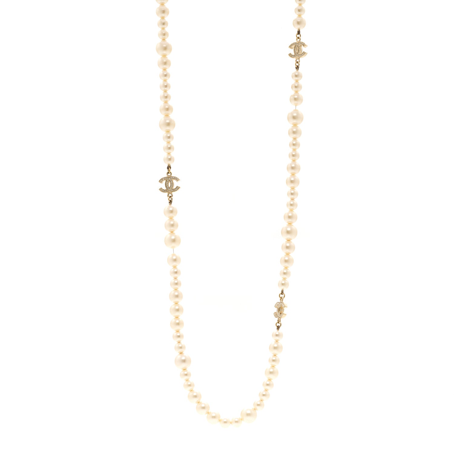 Chanel Pearl Multistrand CC Long Necklace Pearly White 1 of 5