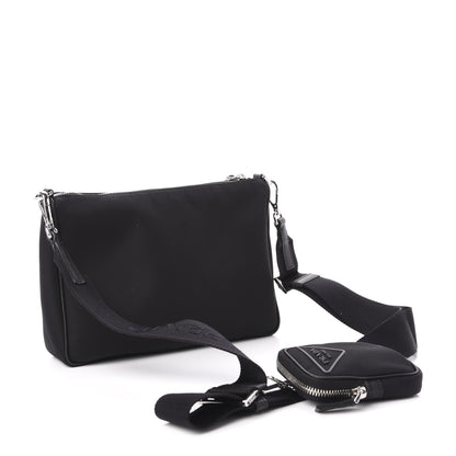 Prada Nylon Rubber Logo Compact Crossbody Bag Black 3 of 12
