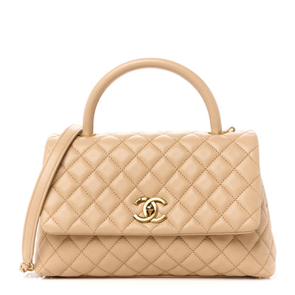 Chanel Caviar Lizard Embossed Quilted Small Coco Handle Flap Beige 1 of 12