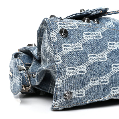 Balenciaga Denim BB Monogram Neo Cagole City Handbag Blue 9 of 10