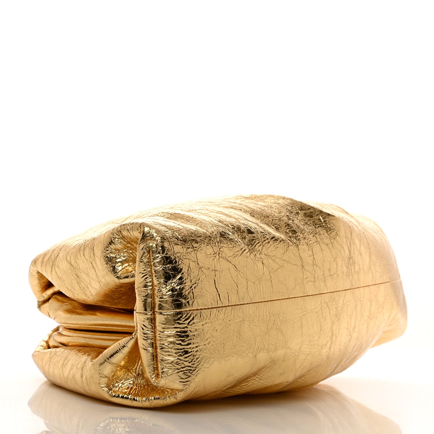 Metallic Crinkled Lambskin The Pouch Oversized Clutch Oro