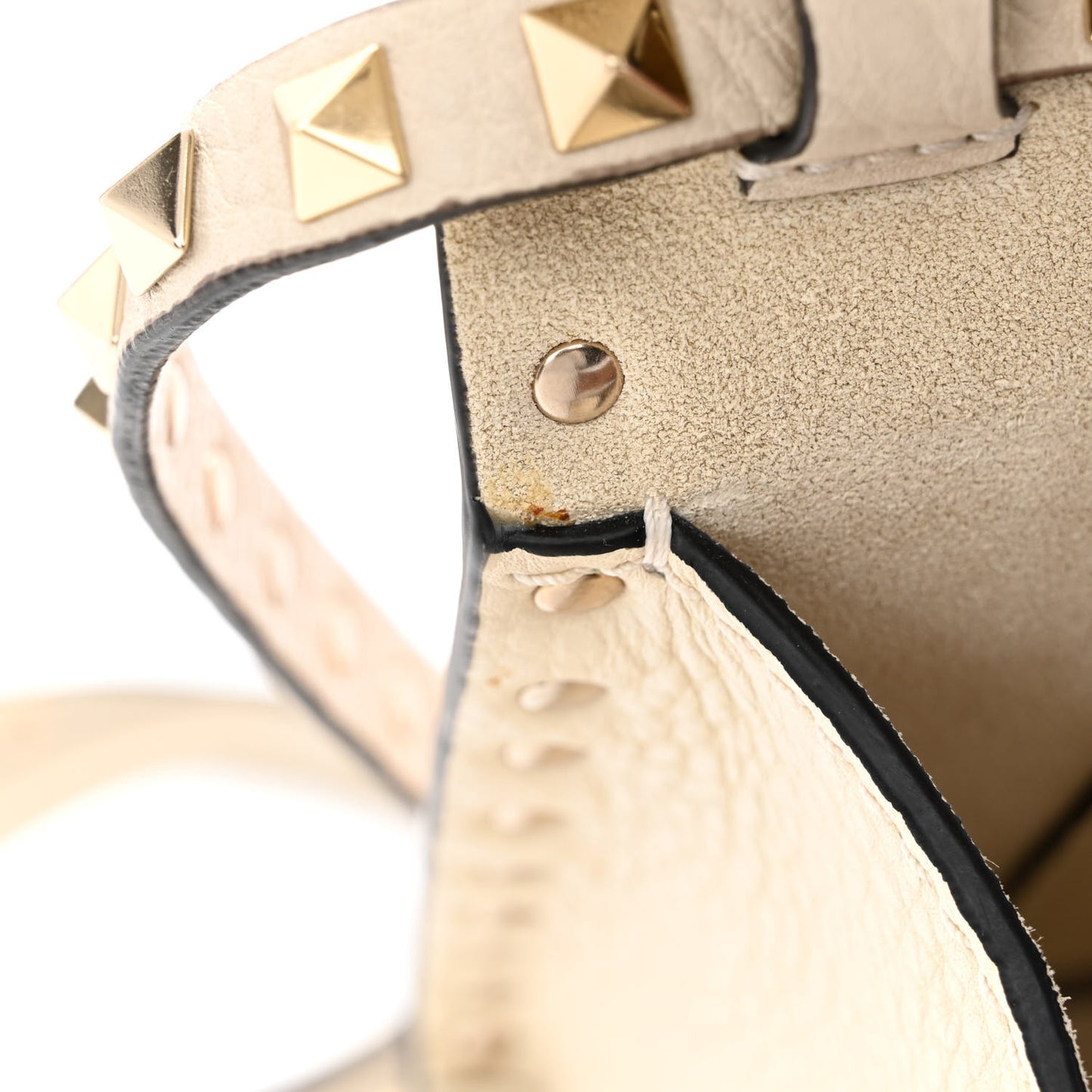 Pebbled Calfskin Embroidered Medium Rockstud Flip Lock Crossbody Bag Ivory
