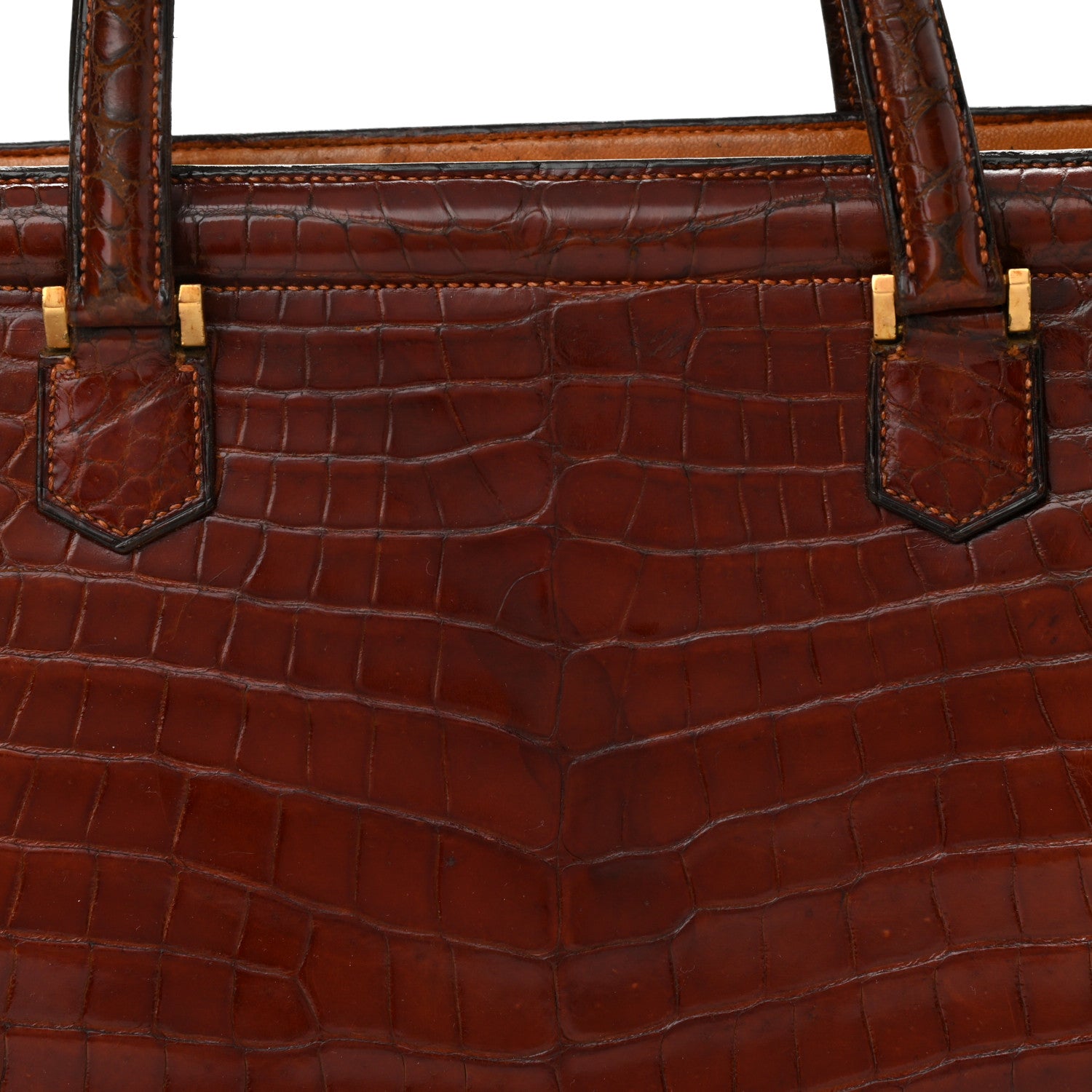 Hermes Shiny Crocodile Sac Pullman Havane 7 of 13