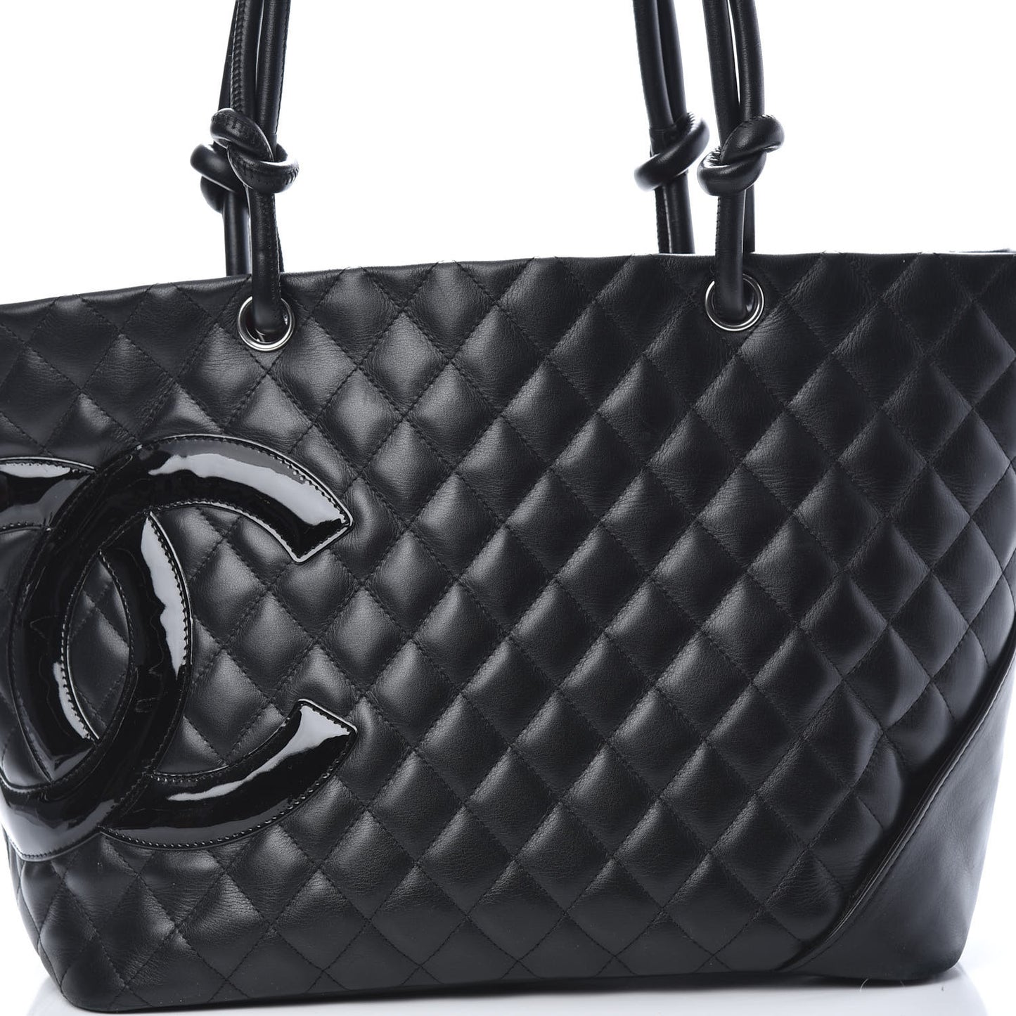Calfskin Quilted Large Cambon Tote Black