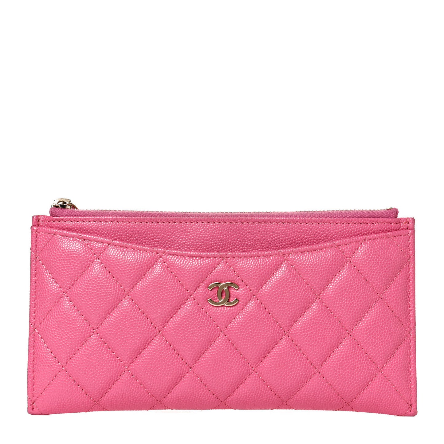 Caviar Quilted Classic Zip Pouch Pink
